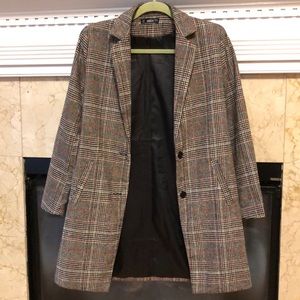SHEIN houndstooth plaid tweed coat